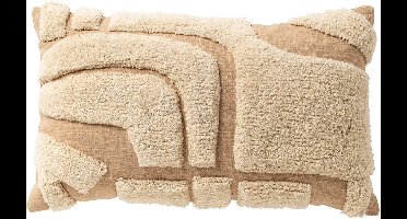 Dutch Decor MILAS - sierkussen 30x50 cm - organisch patroon - Semolina - beige - Inclusief binnenkussen