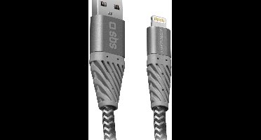 SBS TECABLEUNRELIG2GK Lightning-kabel 2 m Zwart, Grijs
