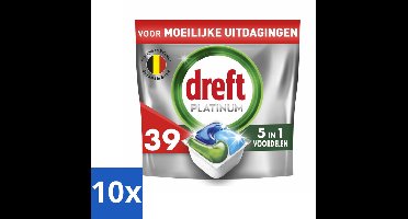 Dreft - Vaatwastabletten - Platinum All-in-One Origineel - Compact formaat - 39 Tabletten - Bulkverpakking - 10 stuks