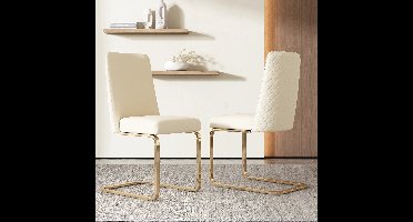 Velvet Eetkamerstoelen – Comfortabele Stoelen – Design Stoelen – Zachte Stoelen – Ergonomische Rugleuning – Stevig Metalen Frame - Beige