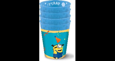 Vegaoo - 4 Minions herbruikbare bekers 21 cm