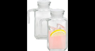 Gerimport schenkkan Lucia - 2x - Limonadekan - Waterkan - Met deksel - 1,5L - glas
