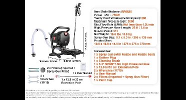 Airless Verfspuit - Spuitmachine - 3000PSI Hoge Druk – Elektrische Verfspuit - 750W -voor Binnen - en Buiten - Professioneel en Efficiënt - Lange Slang en Verlengstuk