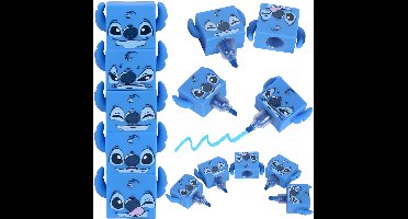DISNEY Stitch SET Markeerstift van 4 STUKS, mini blauwe markers aan elkaar gekoppeld 4in1