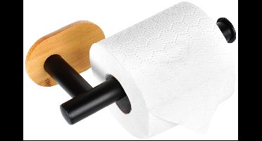 Toiletrolhouder Edelstaal Bamboe Zwart 17 cm - WC Rolhouder - Toiletpapierhouder
