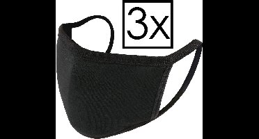 Mondkapje Wasbaar Universeel Katoen Mondmasker Wasbaar Niet Medisch Zwart - 3x