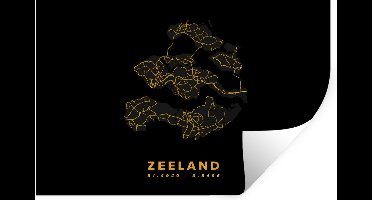 Muurstickers - Sticker Folie - Zeeland - Nederland - Wegenkaart - Goud - 30x20 cm - Plakfolie - Muurstickers Kinderkamer - Zelfklevend Behang - Zelfklevend behangpapier - Stickerfolie