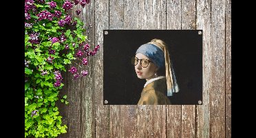 Tuin decoratie Meisje met de parel - Johannes Vermeer - Bril - 40x30 cm - Tuindoek