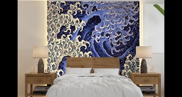 Behang - Fotobehang Mannelijke golf - schilderij van Katsushika Hokusai - Breedte 240 cm x hoogte 240 cm