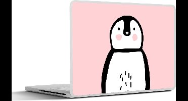 Laptop sticker - 10.1 inch - Pinguïn - Kinderen - Roze - 25x18cm - Laptopstickers - Laptop skin - Cover