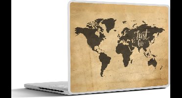 Laptop sticker - 10.1 inch - Wereldkaart - Motivatie - Vintage - 25x18cm - Laptopstickers - Laptop skin - Cover