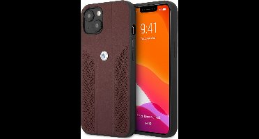 iPhone 13 Mini Backcase hoesje - BMW - Effen Rood - Leer