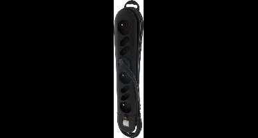 Exin stekkerdoos – 8–voudig – 4 x euro – 4 penaarde – met schakelaar – 3 x 1.5 mm – 3 m – zwart