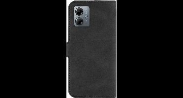 Motorola Moto G14 Bookcase hoesje - Just in Case - Effen Zwart - Kunstleer