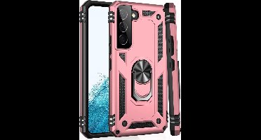 Hoesje Geschikt Voor Samsung Galaxy S22 Plus Hoesje Anti-Shock Hybrid Armor Rose Goud - Hoesje Geschikt Voor Samsung Galaxy S22 Plus hoesje met Kickstand Ring Houder - Kunststof - Back Cover