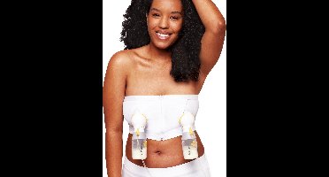 Medela Hands-free™ kolf bh - Kolf bh voor handsfree kolven - Easy Expression bustier - Stretch - Extra zacht - Met ritssluiting - Wit - Maat L