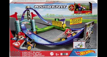 Hot Wheels Mario Kart Slam Stroomkring - Racebaan met Super Mario Bros-Figuur