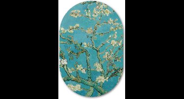 Wandovaal Amandelbloesem - WallCatcher | Geborsteld Aluminium 60x90 cm | Ovalen schilderij | Muurovaal Meesterwerk van Vincent van Gogh