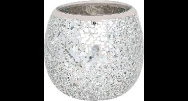 Something Different Theelichthouder Large Round Silver Crackle Multicolours