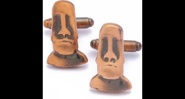 Manchetknopen - Paaseiland Beelden Hoofden Rose Goud