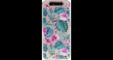 Shop4 - Geschikt voor Samsung Galaxy A80 Hoesje - Zachte Back Case Bloemen en Bladeren