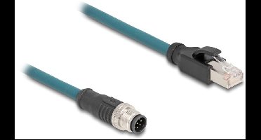 M12 8-pins A-gecodeerd (m) - RJ45 (m) industriële netwerkkabel | CAT5e | PUR | 0,50 meter