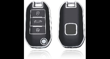 Autosleutel hoesje - TPU Sleutelhoesje - Sleutelcover - Autosleutelhoes - Geschikt voor Peugeot - zwart - A3 - Auto Sleutel Accessoires gadgets