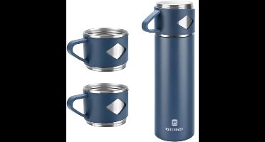Vacuüm geïsoleerde kolf 700ml/23oz roestvrijstalen thermofles met beker voor koffiewater warme en koude drankflessen. (blauw, set)