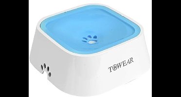 Waterbak voor honden zonder spatten met drijvende schijf, 1,5 l langzaam drinkbak, anti-overloop, anti-verstikking, geen morsen huisdierwaterbak voor hond, kat, puppy kitten (hemelsblauw)