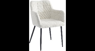 Livingfurn Eetkamerstoel Bronco - Zandkleur - Metaal & Stof - 61x61x85cm - Set van 2