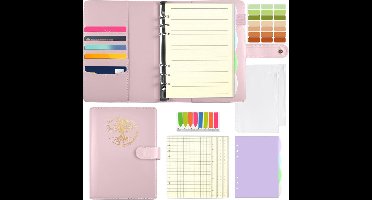 A5 Ringband met Zonneboom des Levens Motief in Reliëf, PU Cover, 180 Vel Papier, Insteekhoezen en Tabbladen, Roze