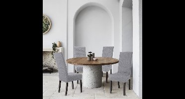 Stoelhoes - Stoelhoezen - Eetstoelhoezen Verwijderbare Wasbare Stoel Kussenovertrekken - Set Van 6 - lichtgrijs - 55D x 51B x 70H centimeter