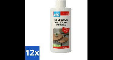 12 x HG - Meubelolie eiken - Voor Gelakt & Ongelakt Hout - Voedt, Beschermt & Verfraait - 125 ml - Meubel Olie - Eiken Meubels - Hout Onderhoud - Meubels Verfraaien - Hout Beschermen