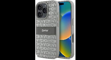 DKNY - Backcover iPhone 16 Pro - Repeat Pattern Tonal Stripe - Beige