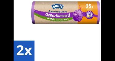 2 x Swirl – Pedaalemmerzakken – Trekband Geparfumeerd Vanille & Lavendel – 35 L – 9 zakken - Keuken - Geur - Pedaalemmerzak - Trekband - Vanille
