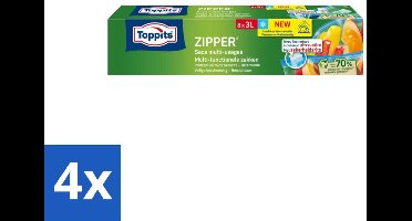 4 x Toppits – Zipper Multifunctionele Zakken – 3 Liter – 8 Zakjes - Zipper Zakken - Lekvrij - Herbruikbaar - Marineren - Etenswaren Bewaren