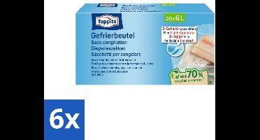 6 x Toppits – Diepvrieszakken – 6 Liter – 20 Zakjes - Diepvrieszak - Diepvrieszakjes - Diepvriesvoorraad - Vriezen - Voedsel Bewaren