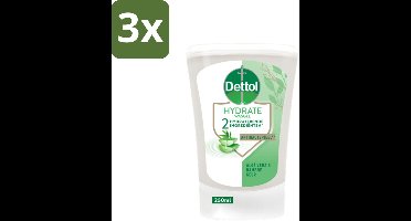 Dettol - Wasgel Navulling - Hydrate - Aloë Vera & Bamboe - 250 ml - Bulkverpakking - 3 stuks