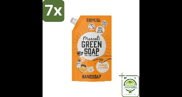 7 x Marcel’s Green Soap – Handzeep Navulling – Sinaasappel & Jasmijn – 500 ml - Grootverpakking - Handzeep - Sinaasappel - Jasmijn - Natuurlijke Handzeep - Biologische Handzeep