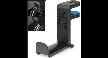 Unyqoos® Universele koptelefoonhouder met draaibare arm en kabelbeheer voor bureau