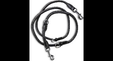 Premium Leather Dog Leash Dexter 2m - Dog Leash with Brass Carabiner - Genuine Leather Leash Multiple Adjustable (Black)