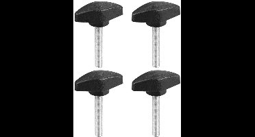 KARZO - 10 stuks Star Schroefovereenkomst T-vormige Knop M5 x 25mm M6 x 35mm - Stervormige Handgreep - Zwart en Zilver