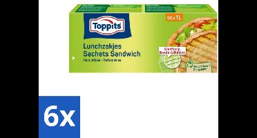 Toppits – Lunchzakjes – Hersluitbaar – 1 Liter – 50 Zakjes - Voordeelverpakking - 6 stuks