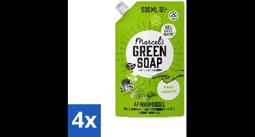 Marcel's Green Soap - Navulling - Afwasmiddel - Basilicum & Vetiver Gras - Plantaardig & duurzaam - 500 ml - Voordeelverpakking - 4 stuks