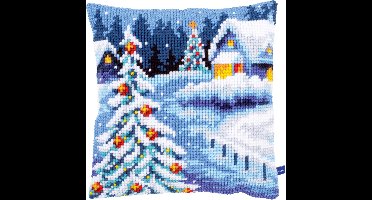 Vervaco - Kruissteekkussen kit - Winterlandschap - PN-0154633 - Borduren - Borduurpakket - Borduurpakket volwassenen - Borduurpakket kind