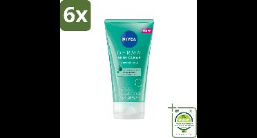 NIVEA - Gezichtsscrub - DERMA Huidzuiver - Voor onzuivere huid - Met Salicylzuur (AHA) & Niacinamide - Tegen Acne & Mee-eters - 150 ml - Voordeelverpakking - 6 stuks - Gezichtscrub - Puistjes