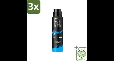 3 x Fa Men - Perfect Wave - Deodorant Spray - Verfrissende Geur - 150 ml - Grootverpakking - Deodorant Spray - Fa Men - Perfect Wave - Frisse Geur - Aquatische Geur