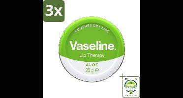 3 x Vaseline - Original Tin - Lip Therapy - Aloë Vera - 20 g - Grootverpakking - Vaseline - Lippenbalsem - Aloë Vera - Droge Lippen - Lippenverzorging