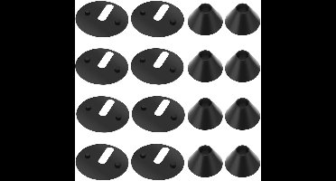 Allecta - Toilet Scharnier Base Plaat Set Voor WC Seat - Rubber Vervanging - Antislip Bevestigingen - 40mm Wasmachines - M8 Conische Pad - Zwart