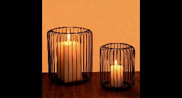 Boraboi® Set van 2 stijlvolle zwarte kandelaars voor sfeervolle decoratie thuis 13 x 16 cm en 18 x 21 cm ,zwart